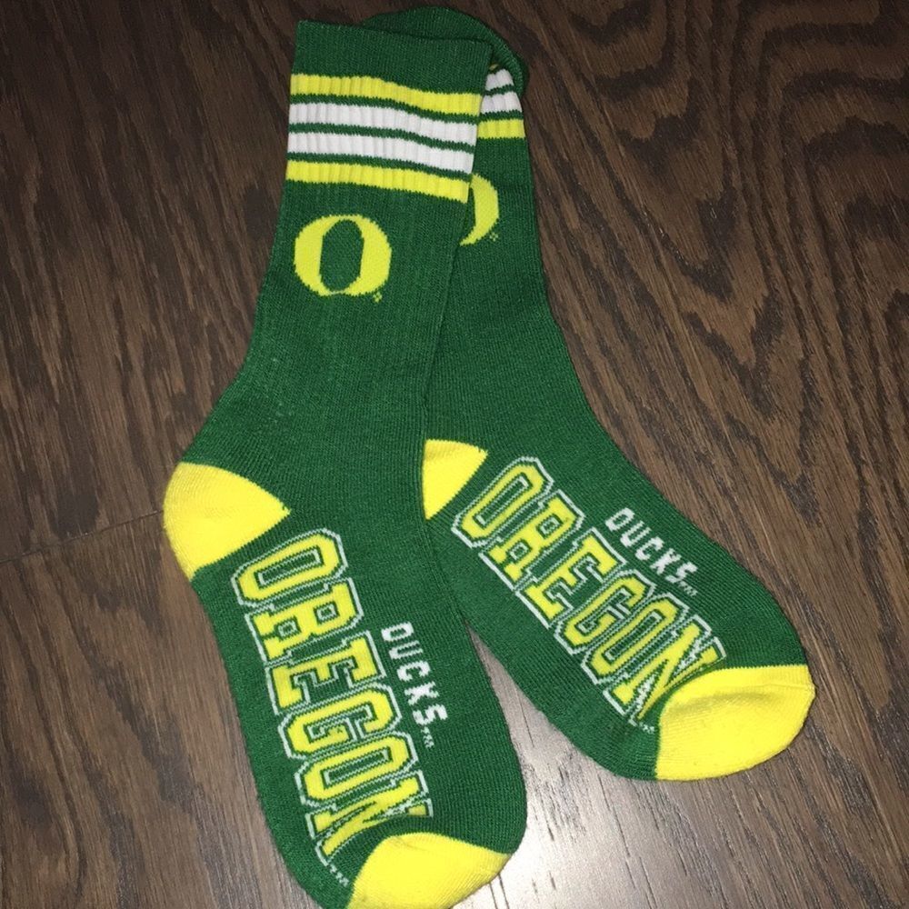Old School UO Oregon Ducks Quack Socks Yellow Green Machine Peach Bowl